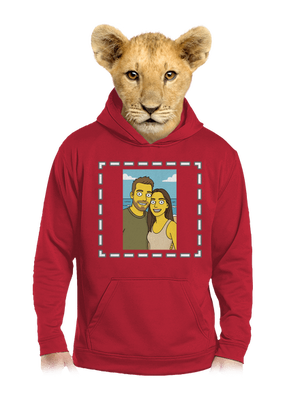 Simpsonovi z vlastnej fotky detská mikina klokanka Fire Red