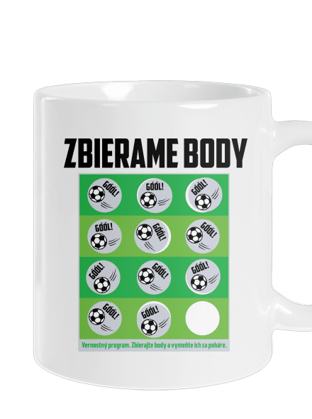 Zbierame body - futbal klasický hrnček White