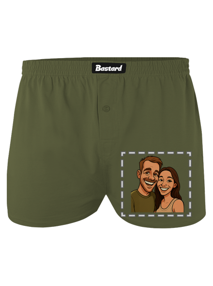 Karikatúra z vlastnej fotky pánske trenky Khaki