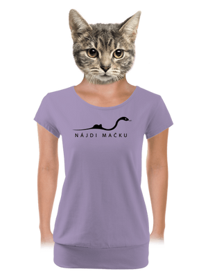 Nájdi mačku dámske tričko s lemom Lavender