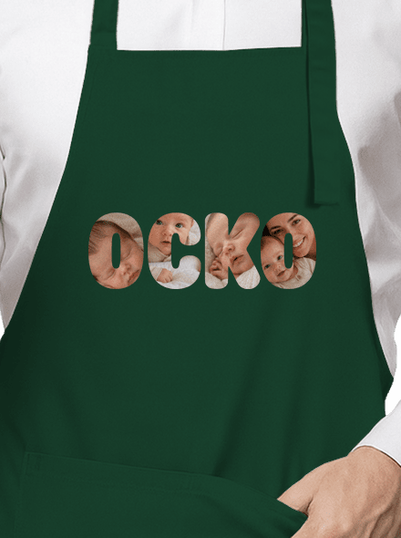 Nápis ocko z vlastných fotiek zástera Bottle Green