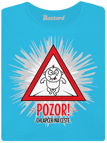 Chlapček na ceste dámske tričko s lemom Blue Atol