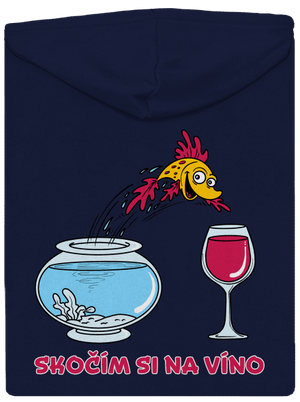 Skočím si na víno pánska mikina na zips Navy