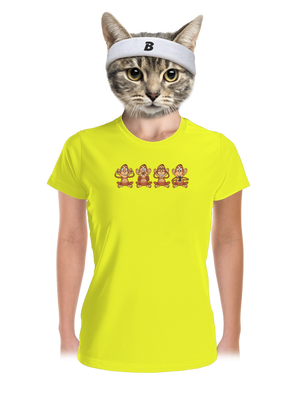 Opička s mobilom dámske športové tričko Neon Yellow