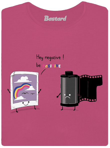 Be positive dámske tričko s lemom Magenta