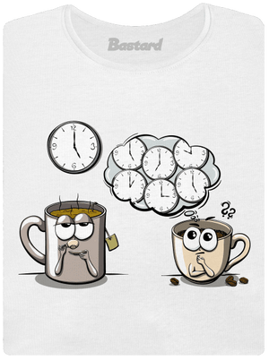 Čaj o piatej, káva stále dámske tričko s lemom White