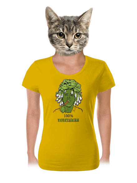 100% vegetarián dámske tričko Yellow