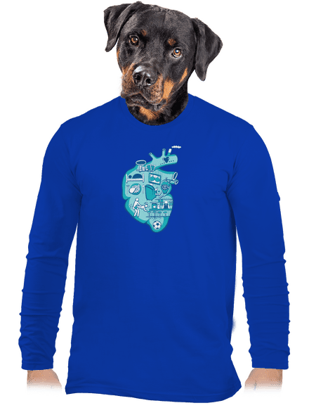 Srdce bije pre pánske dlhý rukáv Royal Blue