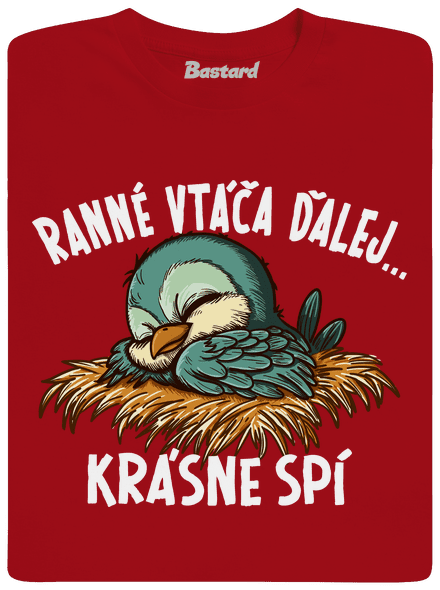 Ranné vtáča spí pánske dlhý rukáv Red