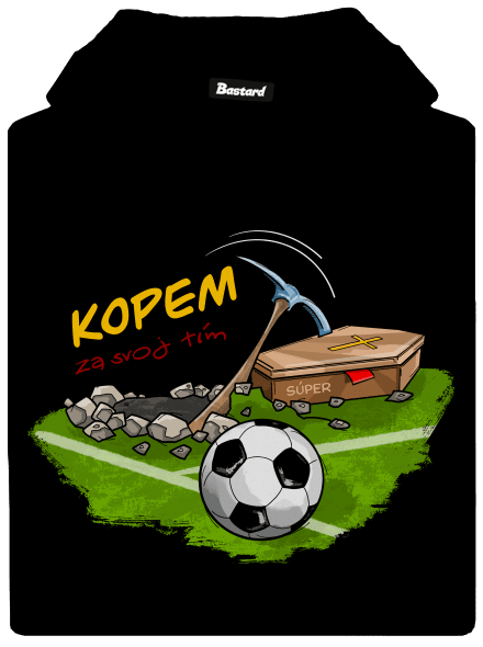 Kopem za svoj tím pánska mikina klokanka Black