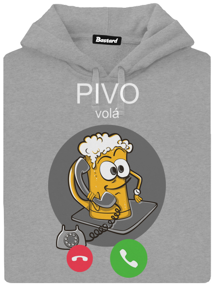 Pívo volá pánska mikina klokanka Light Melange