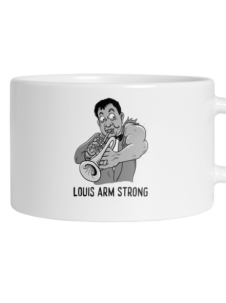Louis Armstrong hrnček makronka White