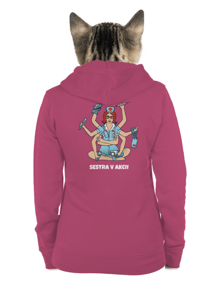 Sestra v akcii dámska mikina na zips Magenta