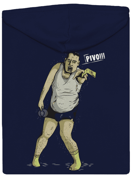 Beer zombie pánska mikina na zips Navy