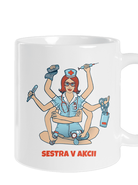 Sestra v akcii klasický hrnček White