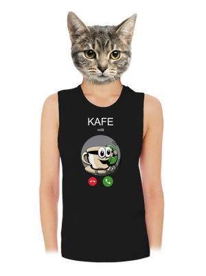 Kafe volá dámske tielko voľné Black