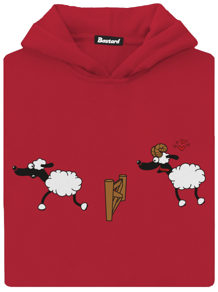 Sheeps in love detská mikina klokanka Fire Red