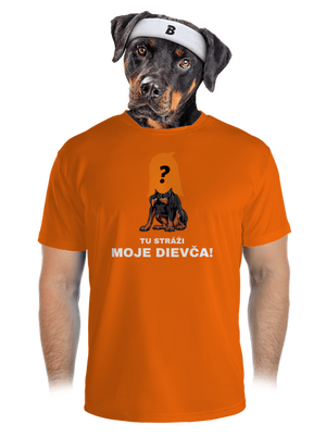 Tu strážim ja pánske športové tričko Neon Orange