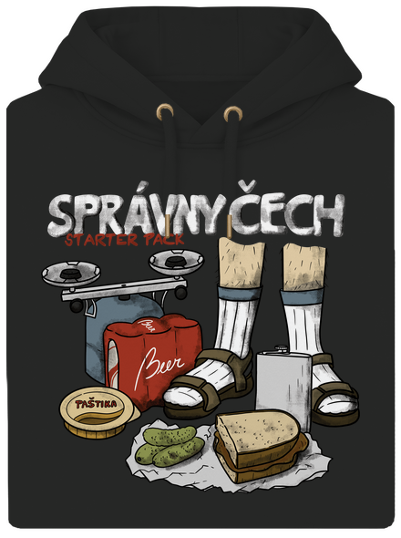 Správny Čech unisex mikina premium Dark Black