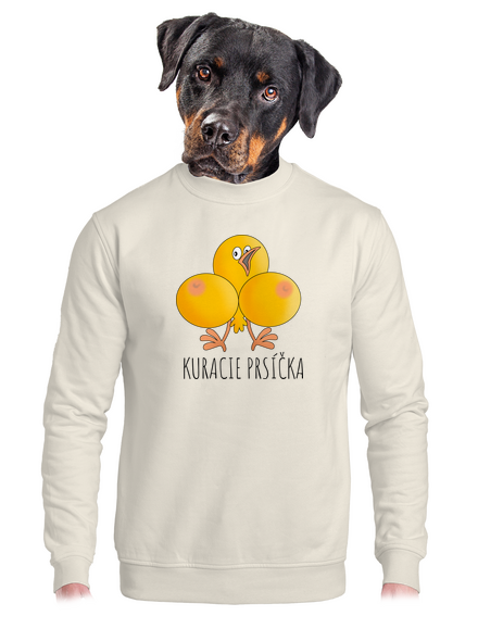 Kuracie prsíčka unisex mikina bez kapucne Off White