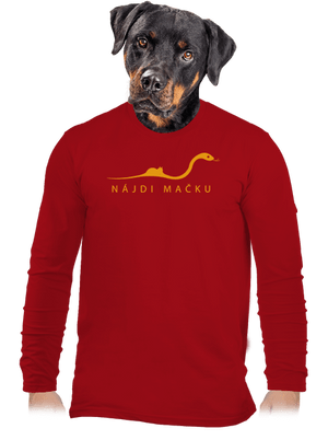 Nájdi mačku pánske dlhý rukáv Red