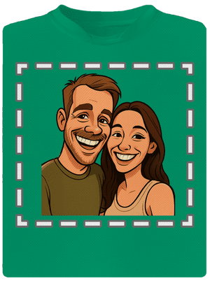 Karikatúra z vlastnej fotky detské športové tričko Kelly Green Mal