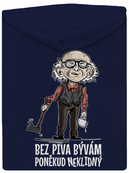 Neklidný bez piva pánska mikina na zips Navy