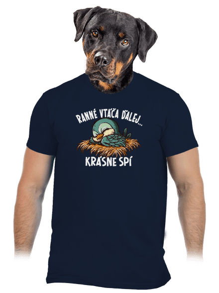 Ranné vtáča spí pánske tričko Navy