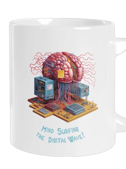 Mind surfing the digital wave veľký hrnček White