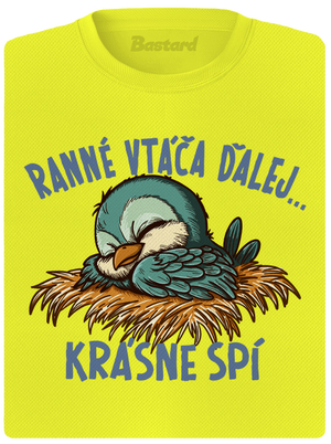Ranné vtáča spí dámske športové tričko Neon Yellow