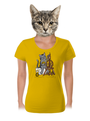 Mačka pradie dámske tričko Yellow