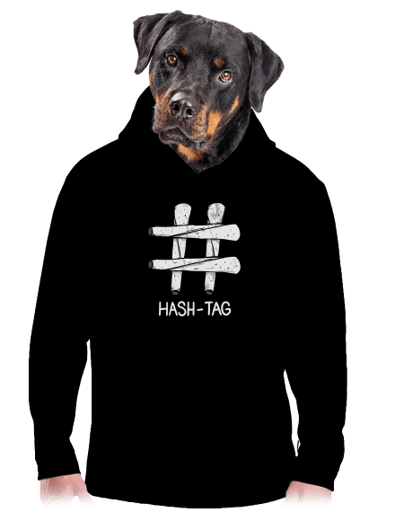 Hash tag pánska mikina klokanka Black