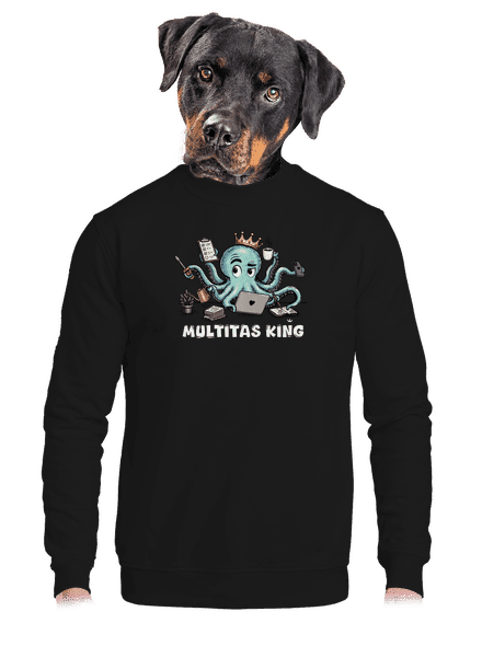 Multitas king unisex mikina bez kapucne Black