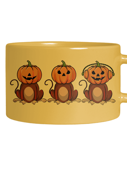 Halloween opičky hrnček makronka Yellow Macaron