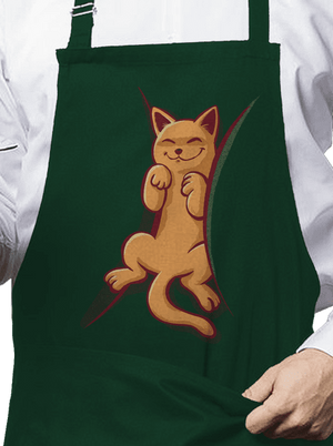 Spiace mačiatko zástera Bottle Green