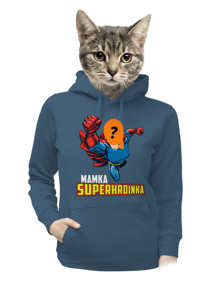 Mamka superhrdinka dámska mikina klokanka Denim