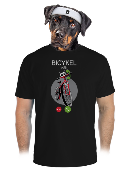 Bicykel volá pánske športové tričko Black