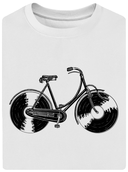 Gramofónový bicykel unisex tričko oversized White