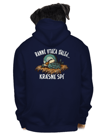 Ranné vtáča spí pánska mikina na zips Navy
