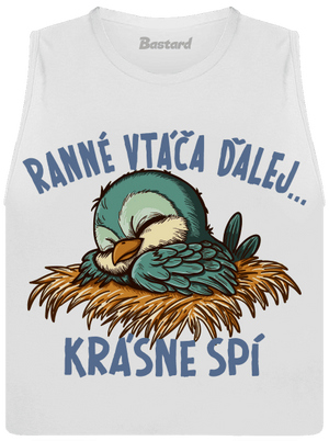 Ranné vtáča spí dámske tielko voľné White