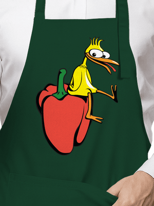 Kura na paprike zástera Bottle Green