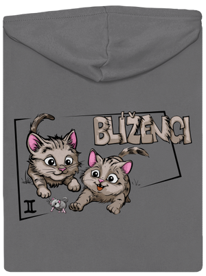 Mačací horoskop: Blíženci dámska mikina na zips Steel Gray