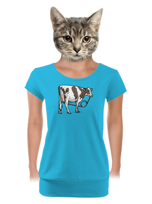 Cow drink dámske tričko s lemom Blue Atol