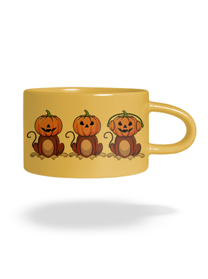 Halloween opičky hrnček makronka Yellow Macaron