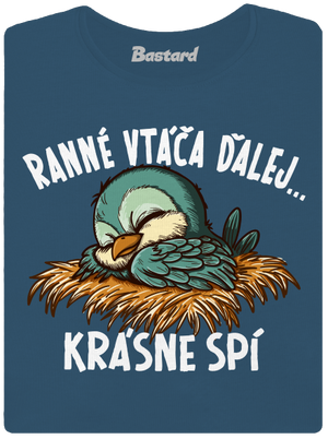 Ranné vtáča spí dámske tričko prémium Petrol Blue