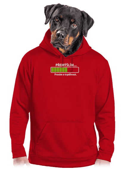 Premýšľam pánska mikina klokanka Red