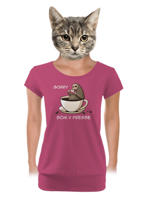 V presse dámske tričko s lemom Magenta