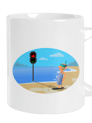 Bezpečné plávanie veľký hrnček White