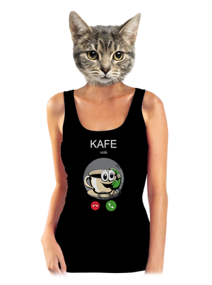 Kafe volá dámske tielko klasické Black