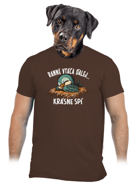 Ranné vtáča spí pánske tričko Brown